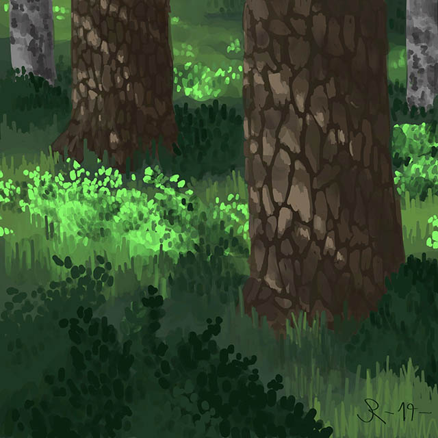 Digital art - Quick sketch of a forest scene